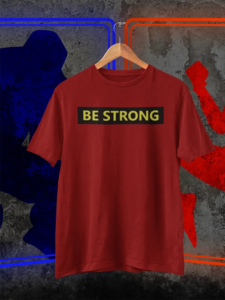 BE STRONG Black Mahroon Tshirt
