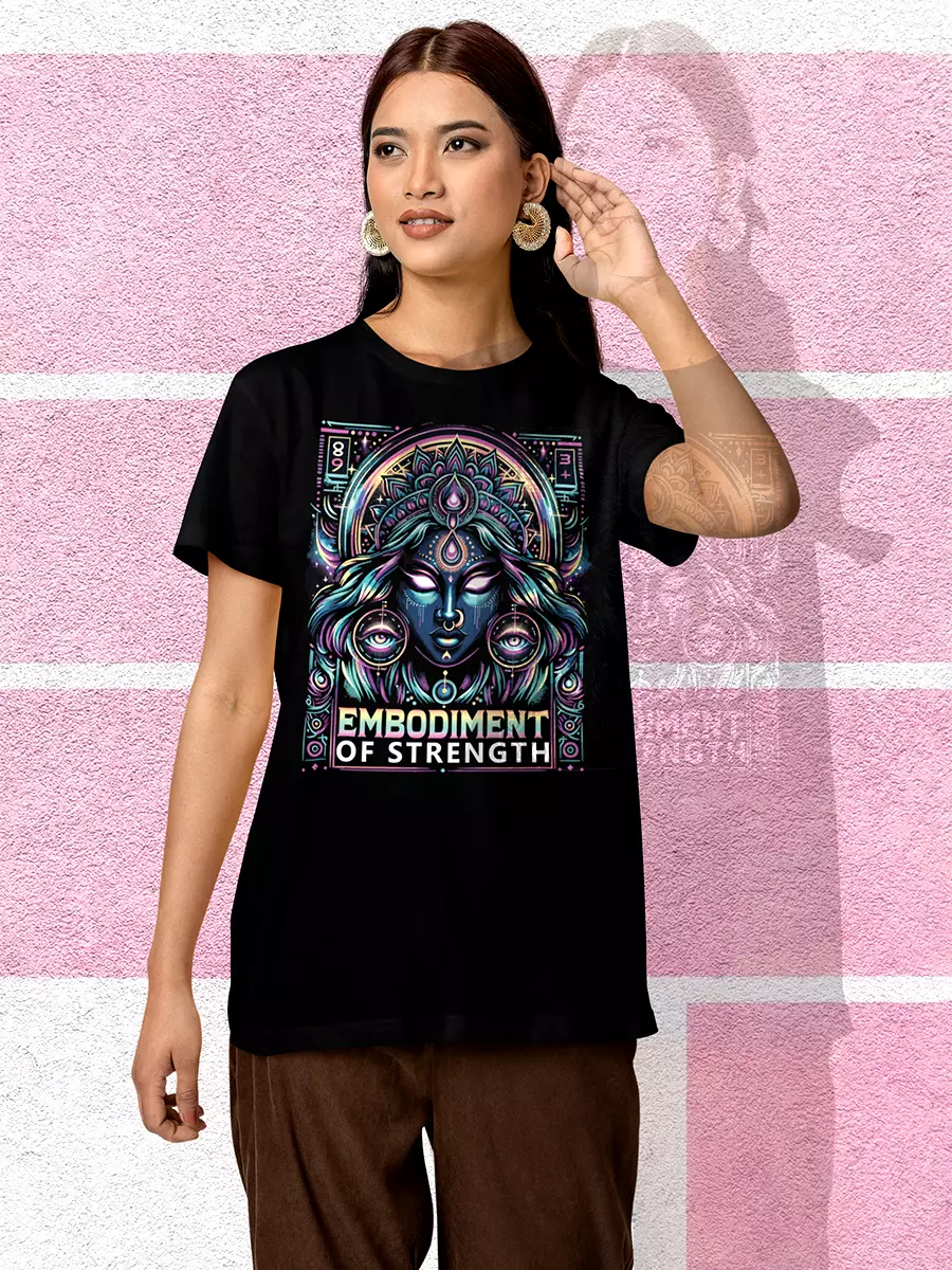 Embodiment of Strength - Black Oversized Unisex T-Shirt