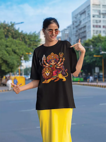 Navratri Warrior - White Oversized Unisex T-Shirt