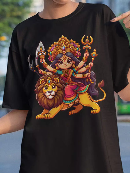 Navratri Warrior - White Oversized Unisex T-Shirt