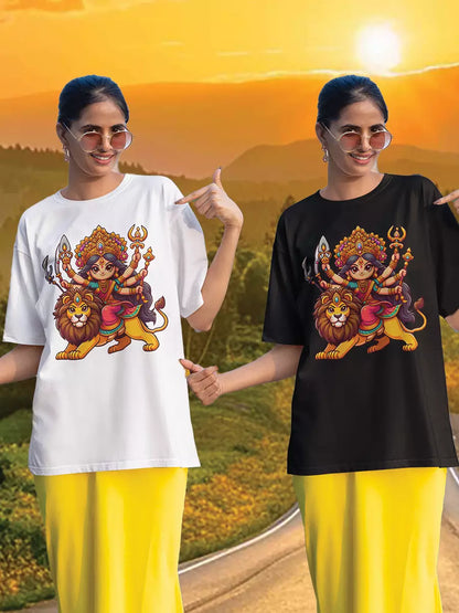 Navratri Warrior - White Oversized Unisex T-Shirt