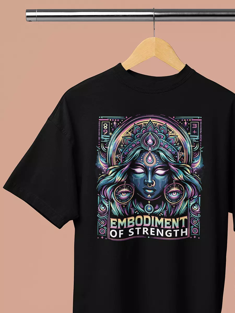 Embodiment of Strength - Black Oversized Unisex T-Shirt