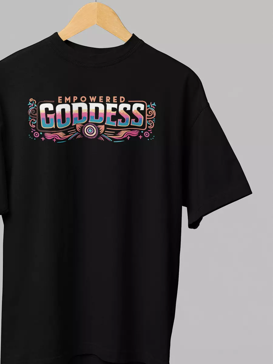 Empowered Goddess - Black Oversized Unisex T-Shirt