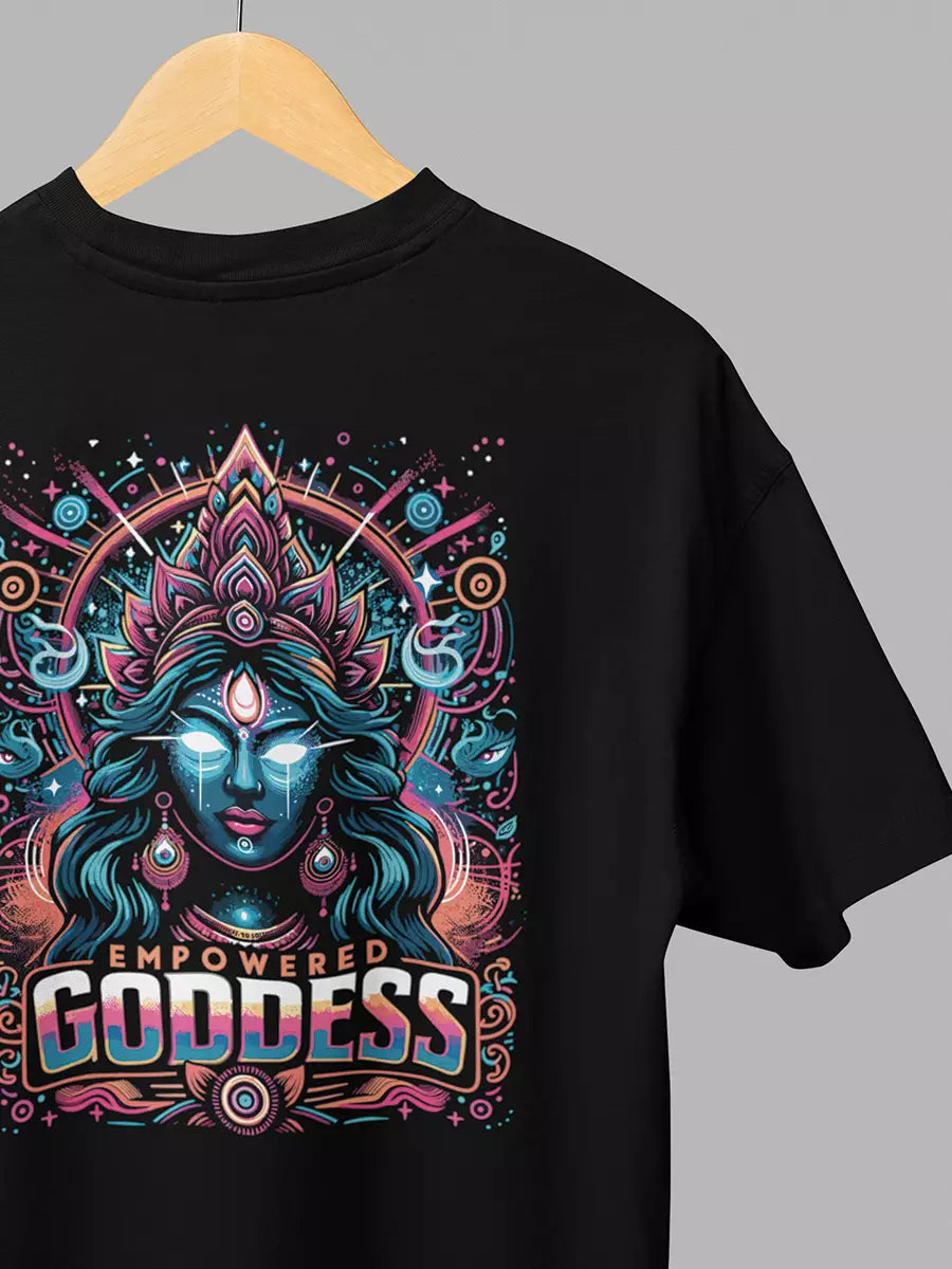 Empowered Goddess - Black Oversized Unisex T-Shirt