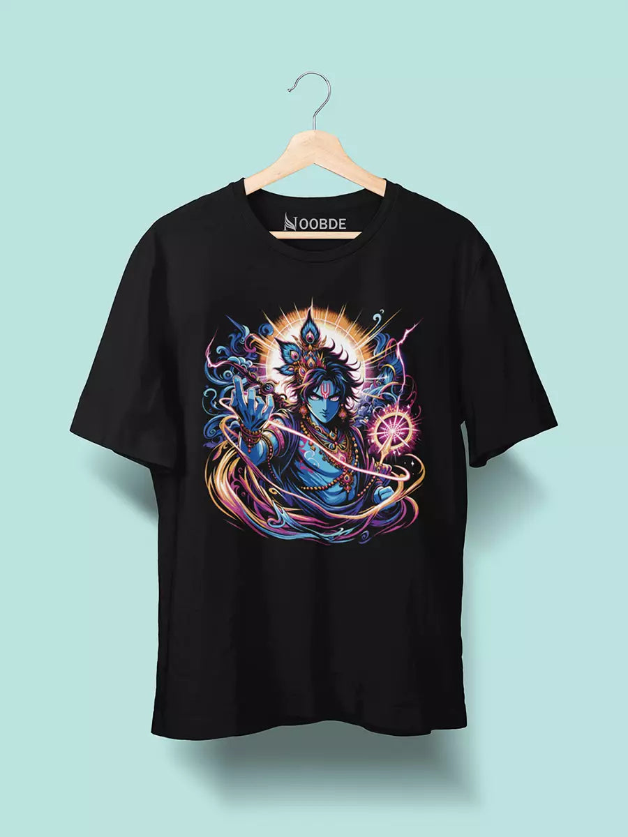 God With Chakra - Black Oversized Unisex T-Shirt