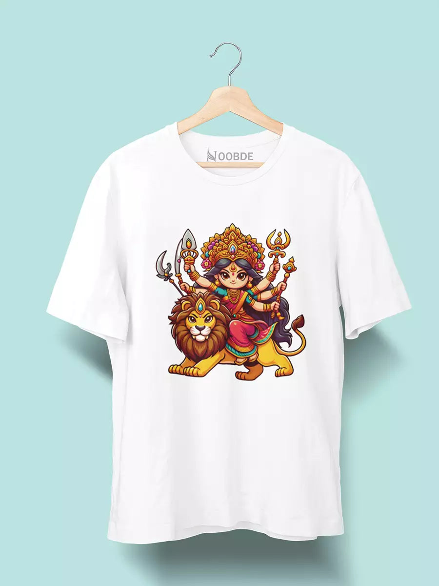 Navratri Warrior - White Oversized Unisex T-Shirt