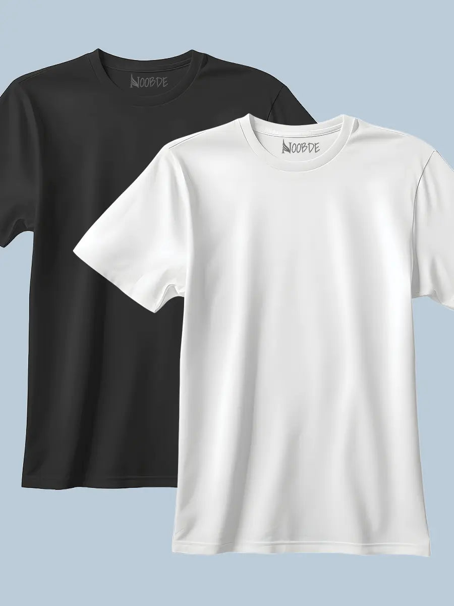 Black & White Plain Combo T-shirts for Men