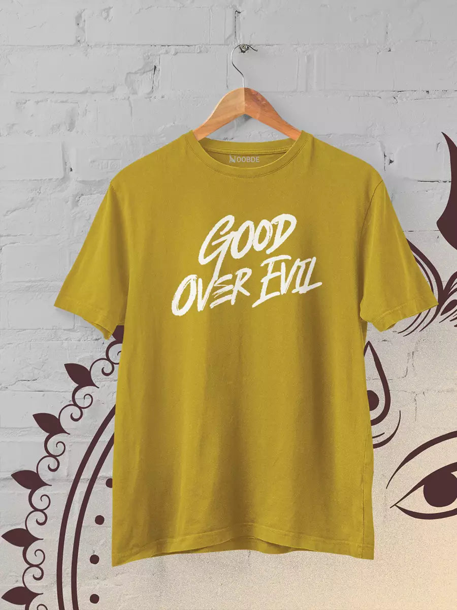 Good Over Evil Mustard Yellow Regular Men’s T-Shirt