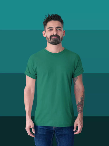 bottle green plain t shirt for men