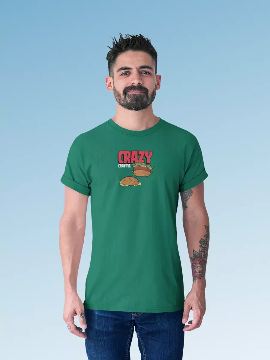 green foodie printed t shirt for men