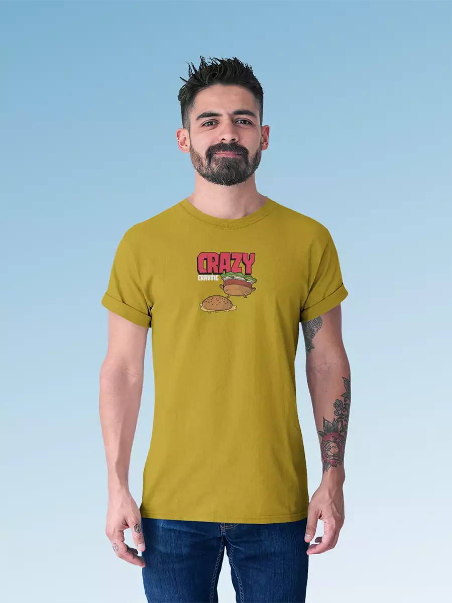 Foodie yellow Printed T-Shirt for Men