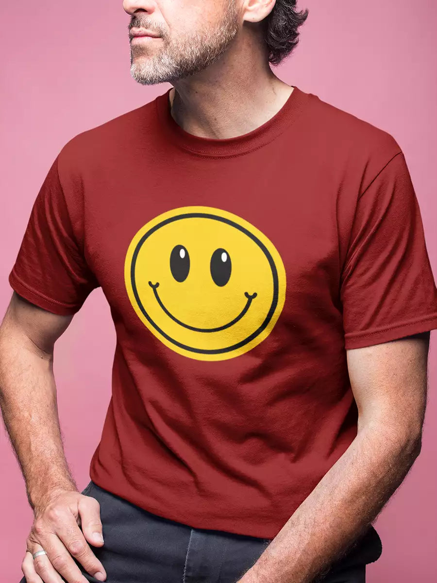 Smiley face mahroon  Printed T-Shirt