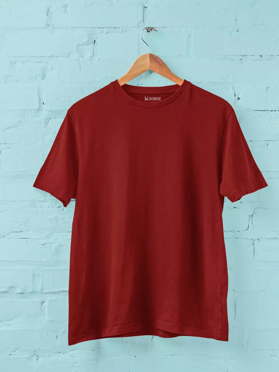 Maroon Plain Classic Fit Round Neck T-Shirt