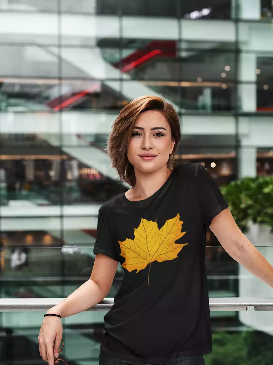 Autumn Leaf Black T-Shirt