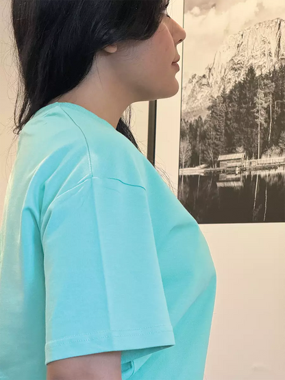 Mint Green Plain Oversized T-shirt for Women