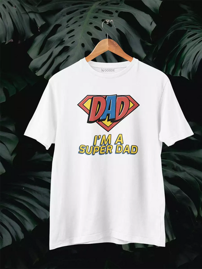 Super Dad Printed White T-Shirt for Men